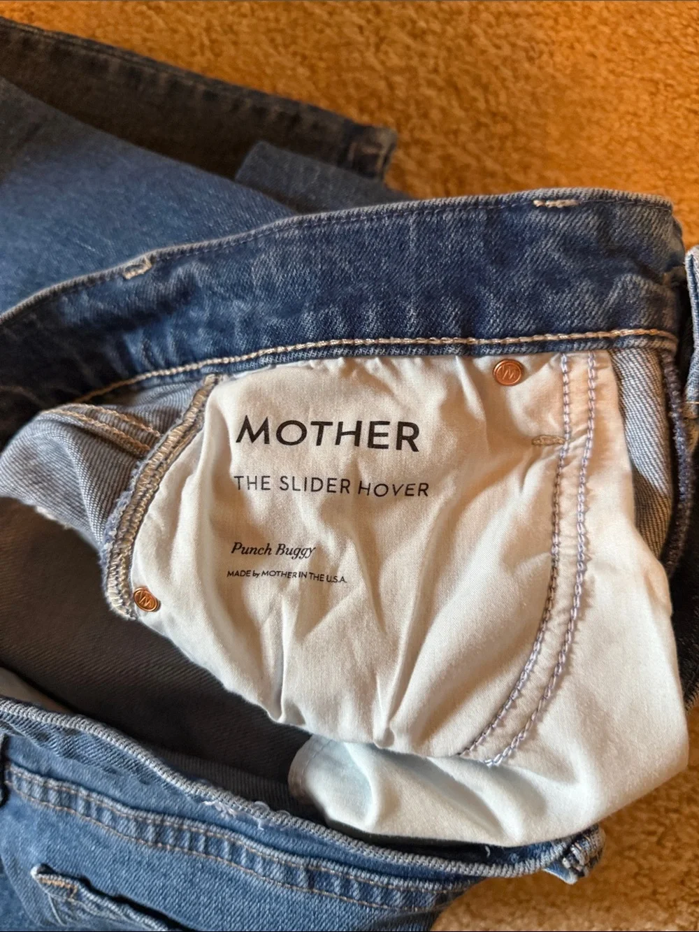 MOTHER The Slider Hover Straight Leg Jeans in Punch Buggy